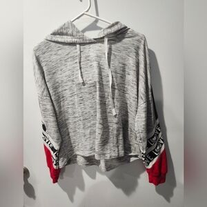 XL Juniors No Boundaries Heather Gray Hoodie with Red Sleeves